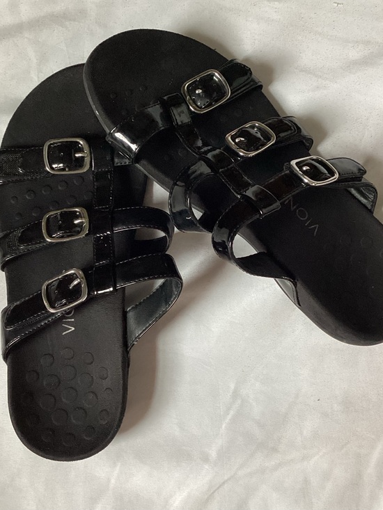 Vionic Shoes - Vionic Ladies Black Patent Slip On Sandals Size 10